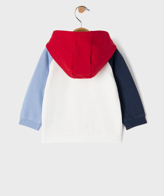 Sweat zippé à capuche  colorblock bébé garçon vue3 - GEMO 4G BEBE - GEMO
