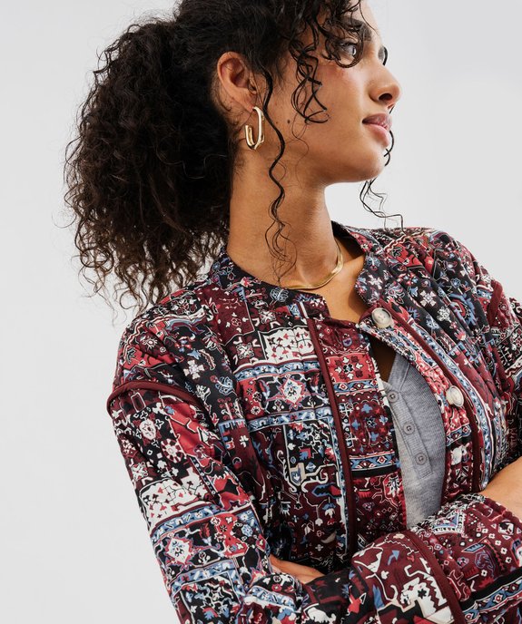 Veste matelassée à col rond à motifs femme vue3 - GEMO 4G FEMME - GEMO