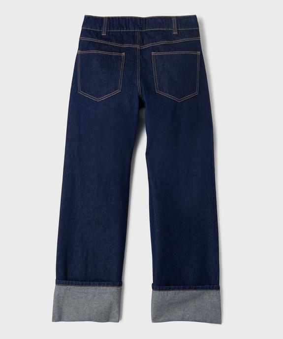 Jean baggy en denim brut à larges revers fille - Camps United vue3 - CAMPS GEMO FOR GOOD - GEMO