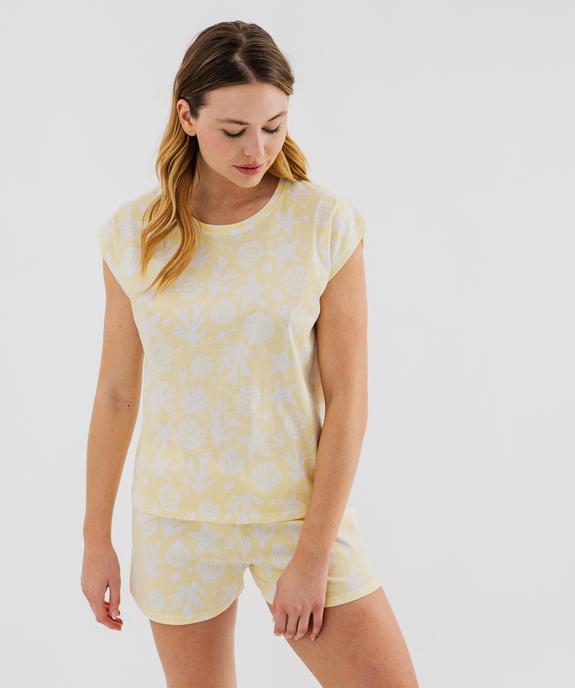 Ensemble pyjashort en coton à motifs marins femme vue1 - GEMO 4G FEMME - GEMO