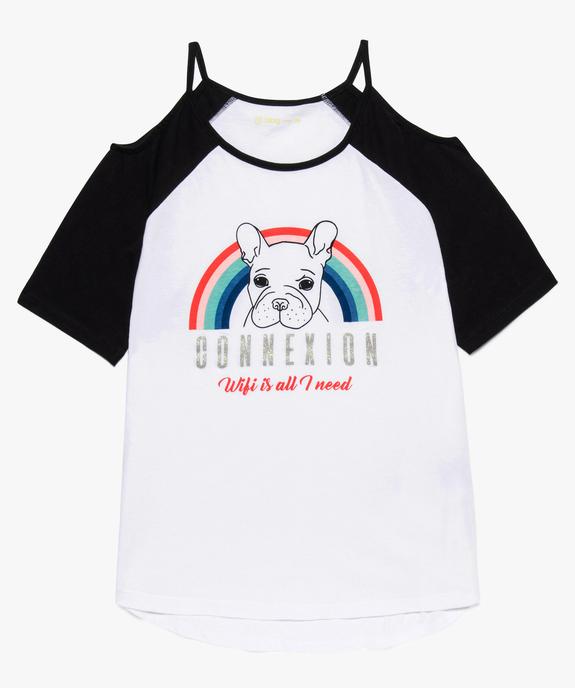 Tee-shirt fille à épaules dénudées et manches raglan vue1 - GEMO (JUNIOR) - GEMO