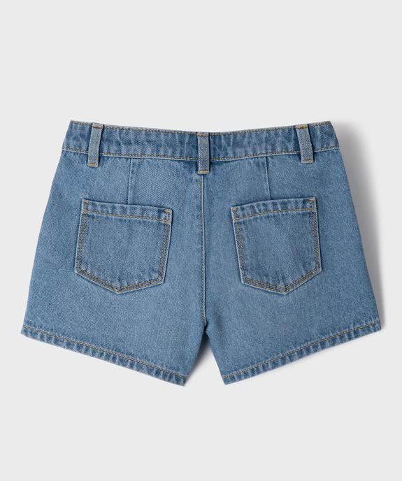 Short en jean à pinces avec taille ajustable fille vue4 - GEMO 4G FILLE - GEMO