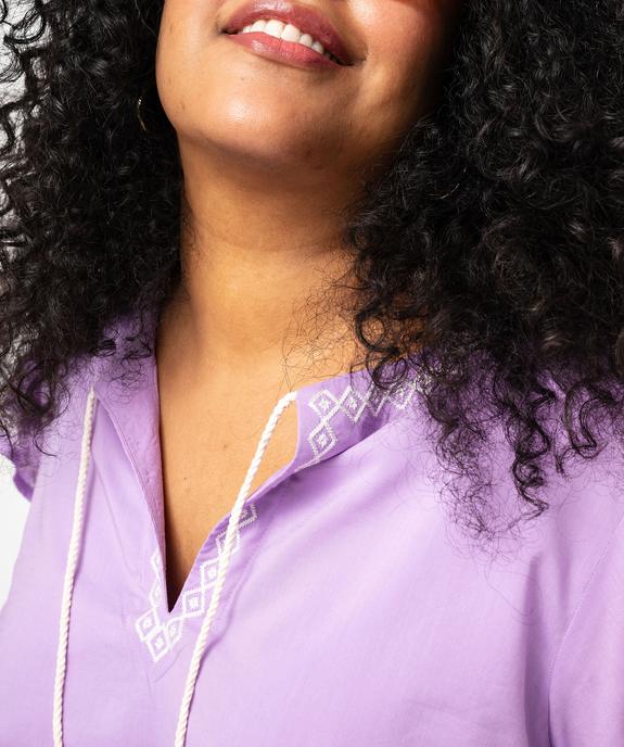 Blouse grande taille à manches courtes et broderies ethniques femme vue2 - GEMO (G TAILLE) - GEMO