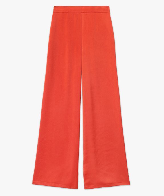 Pantalon large et fluide taille haute en satin femme vue4 - GEMO(FEMME PAP) - GEMO