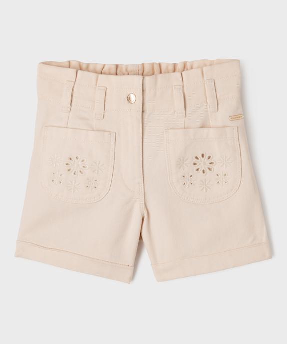 Short en toile avec poches brodées fille - LuluCastagnette vue1 - LULU CASTAGNETTE GEMO FOR GOOD - GEMO