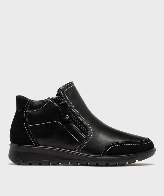 Boots femme confort à double zip avec surpiqûres contrastantes vue7 - G'FLEX GEMO FOR GOOD - GEMO