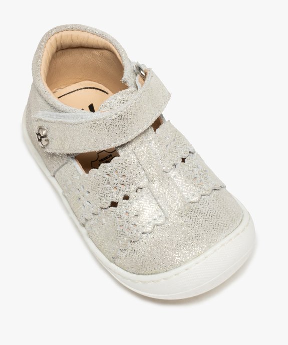 Babies premiers pas bébé fille en cuir effet toile – NA! vue5 - NA! - GEMO