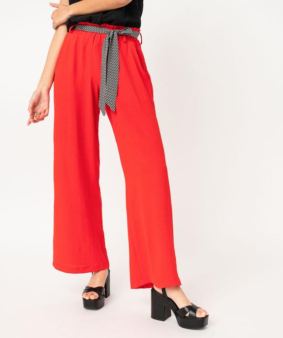 Pantalon large et fluide avec ceinture à motifs femme vue1 - GEMO(FEMME PAP) - GEMO