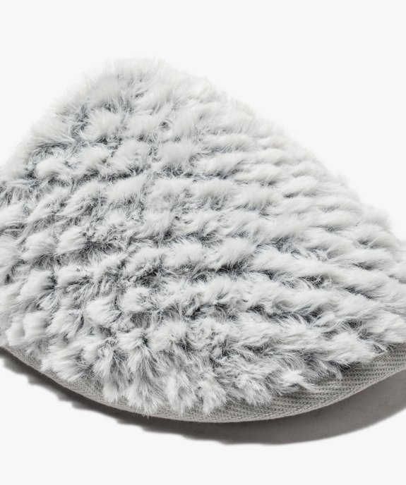 Chaussons femme mules plates en textile peluche vue6 - GEMO(HOMWR FEM) - GEMO