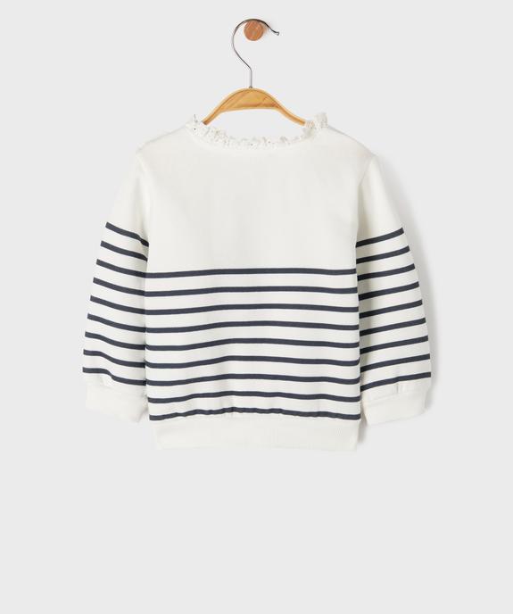 Sweat rayé à col dentelle bébé fille vue3 - LULU CASTAGNETTE GEMO FOR GOOD - GEMO