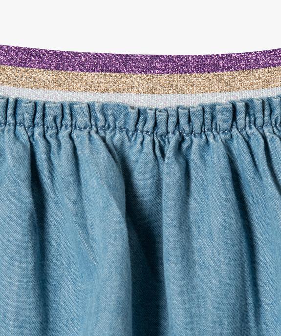 Jupe en jean à ceinture élastique pailletée fille vue2 - GEMO 4G FILLE - GEMO