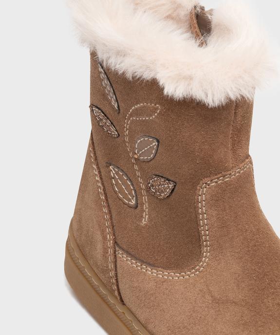 Bottines zippées en cuir suédé avec col fourré fille - Tanéo vue6 - TANEO - GEMO