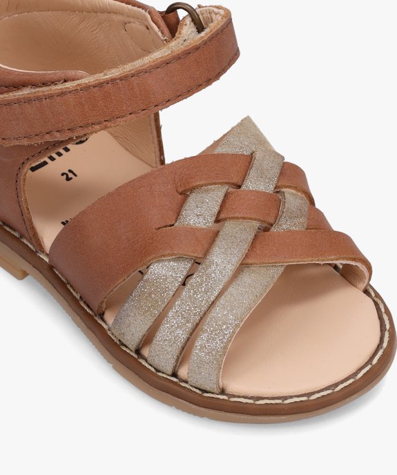 Sandales bébé fille en cuir à brides croisées  vue6 - GEMO(BEBE DEBT) - GEMO