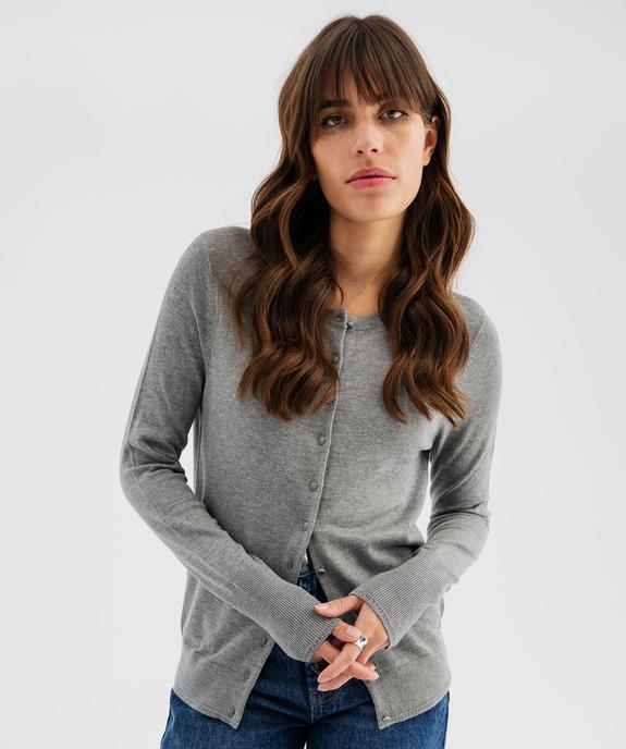 Gilet à col rond en maille fine femme vue2 - GEMO 4G FEMME - GEMO