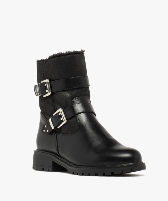 Boots femme fourrées à double brides fantaisie vue2 - GEMO (CASUAL) - GEMO