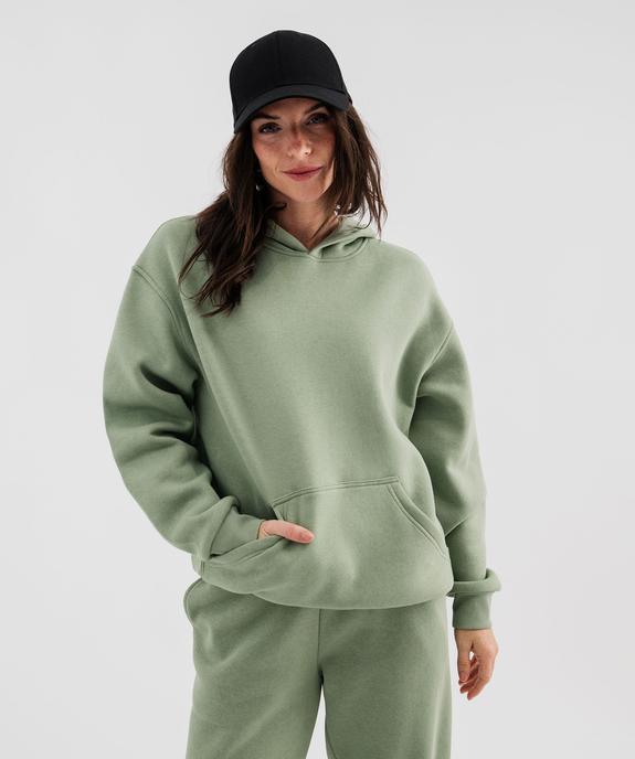 Sweat à capuche en molleton uni femme vue2 - GEMO 4G FEMME - GEMO