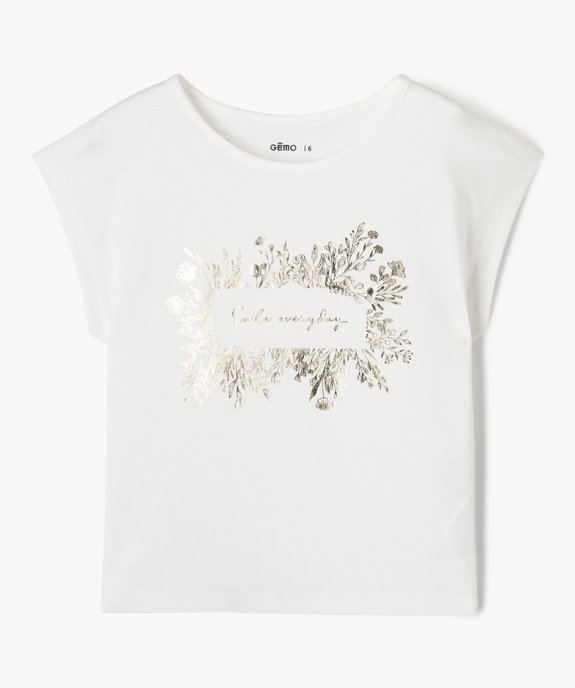 Tee-shirt manches courtes coupe ample à motif pailleté fille vue1 - GEMO (ENFANT) - GEMO