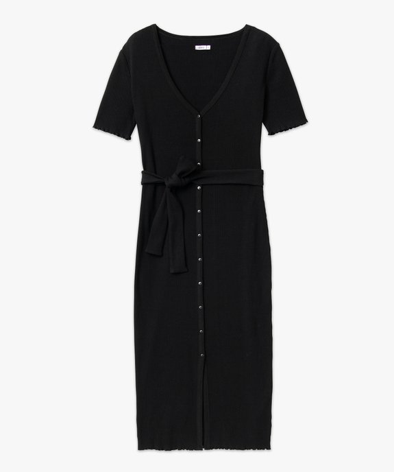 Robe chemise en maille côtelée à manches courtes femme vue4 - GEMO(FEMME PAP) - GEMO
