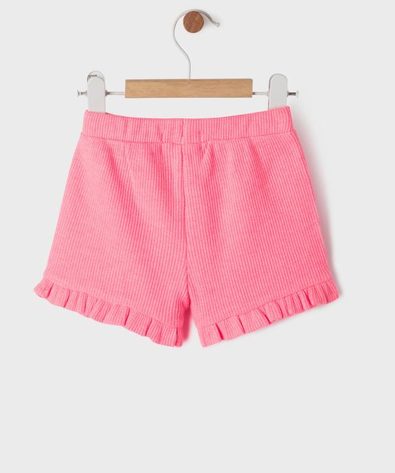 Short en maille nid d’abeille avec volants bébé fille vue3 - GEMO 4G BEBE - GEMO