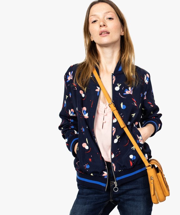 Blouson femme façon bombers à motifs fleuris vue1 - GEMO(FEMME PAP) - GEMO