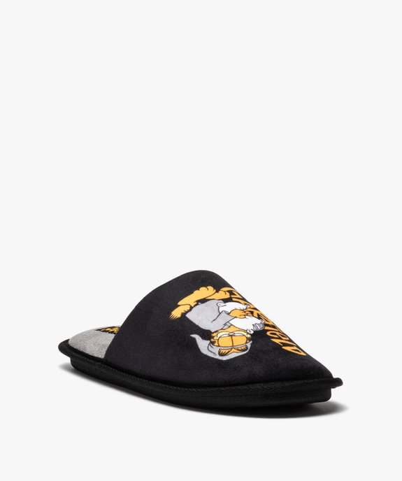 Chaussons homme mules en velours imprimé - Garfield vue2 - GARFIELD - GEMO