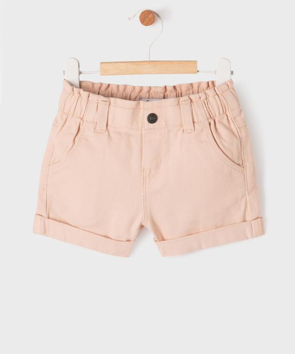 Short en coton à taille ajustable bébé fille vue1 - GEMO(BEBE DEBT) - GEMO