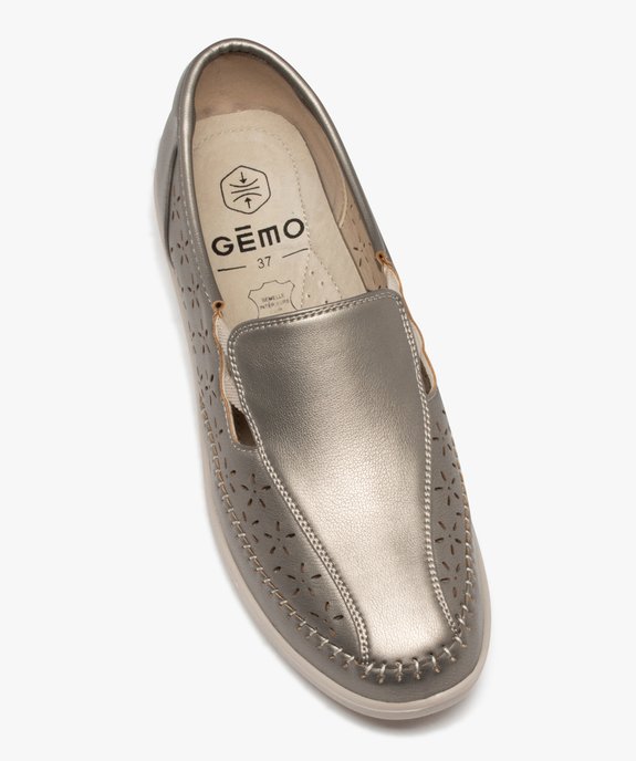 Mocassins femme confort unis métallisés et ajourés à semelle compensée vue5 - G'FLEX - GEMO