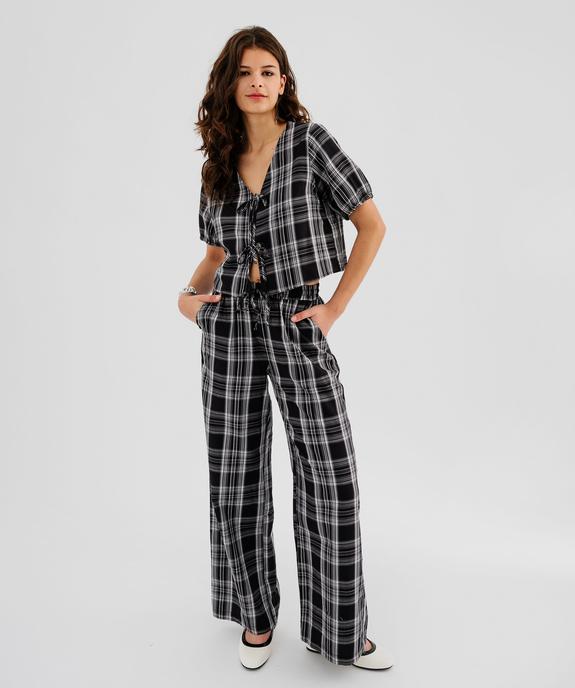 Blouse manches courtes bouffantes avec liens à nouer femme vue4 - GEMO(FEMME PAP) - GEMO