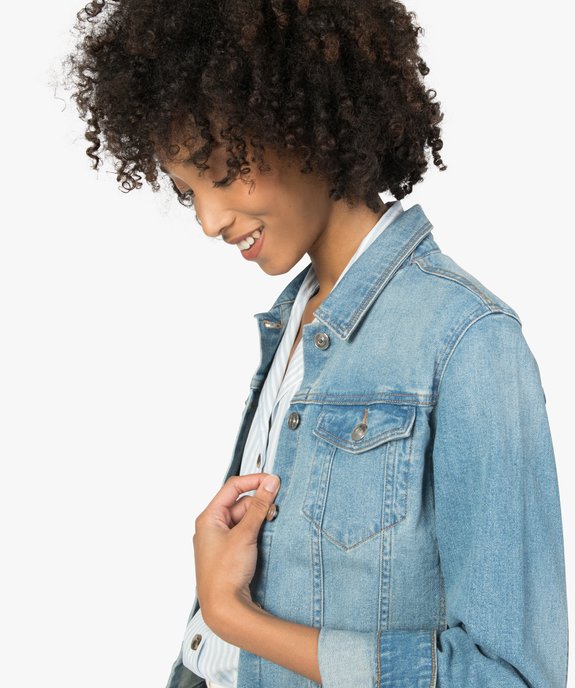 Veste en jean femme coupe large et courte vue2 - GEMO(FEMME PAP) - GEMO