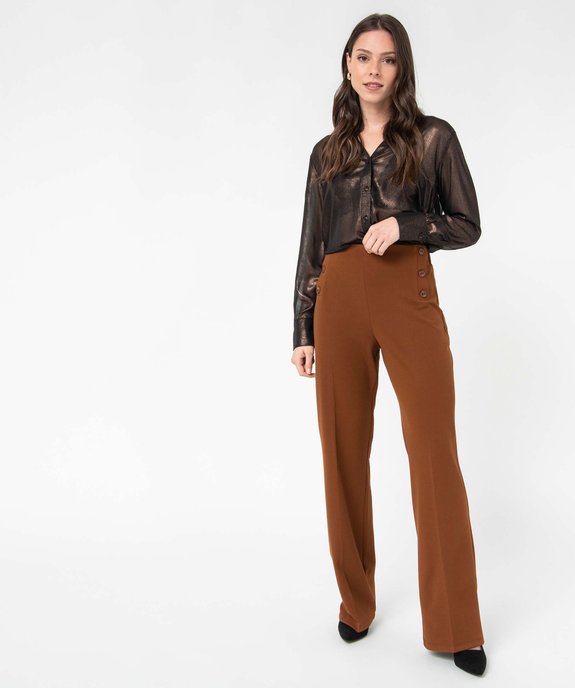 Pantalon femme coupe ample avec boutons sur les hanches vue5 - GEMO(FEMME PAP) - GEMO