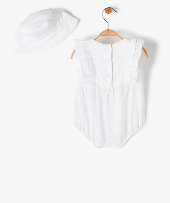 Ensemble bébé fille 2 pièces - Barboteuse et chapeau vue3 - GEMO(BB COUCHE) - GEMO