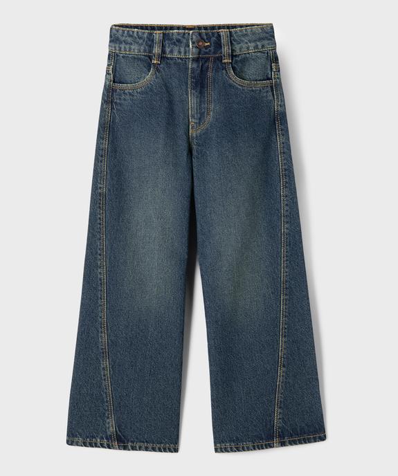 Jean Wide leg avec coutures asymétriques et taille ajustable fille vue1 - GEMO (ENFANT) - GEMO