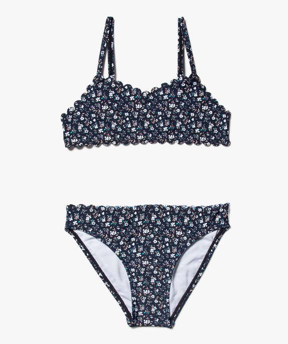 Maillot de bain 2 pièces fleuri avec brassière à fines bretelles fille vue1 - GEMO 4G FILLE - GEMO