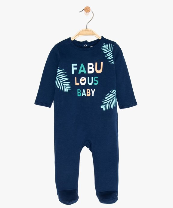 Pyjama bébé garçon imprimé sur l'avant en coton bio vue1 - GEMO 4G BEBE - GEMO