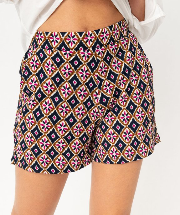 Short ample taille haute en maille extensible imprimée femme vue2 - GEMO(FEMME PAP) - GEMO