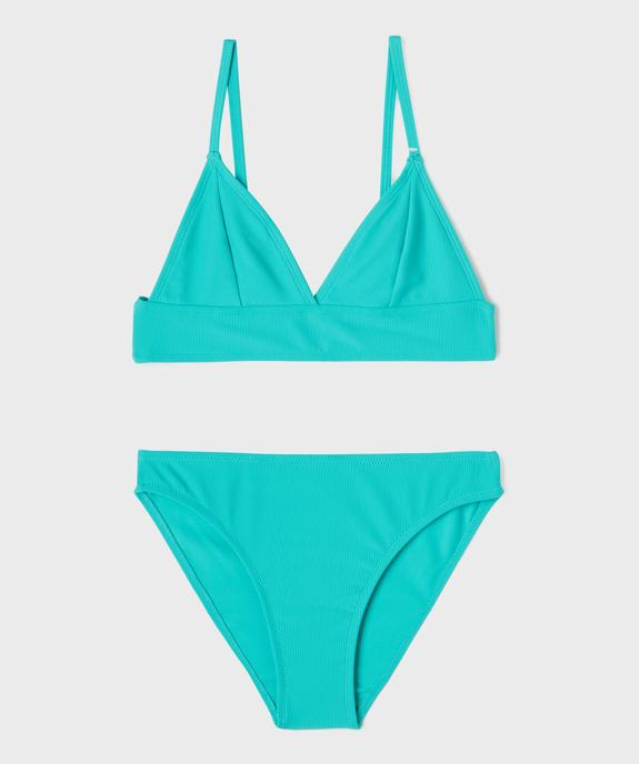 Maillot de bain 2 pièces en maille côtelée unie fille vue1 - GEMO (JUNIOR) - GEMO