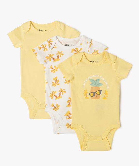 Bodies à manches courtes à motifs palmiers bébé garçon (lot de 3) vue1 - GEMO 4G BEBE - GEMO