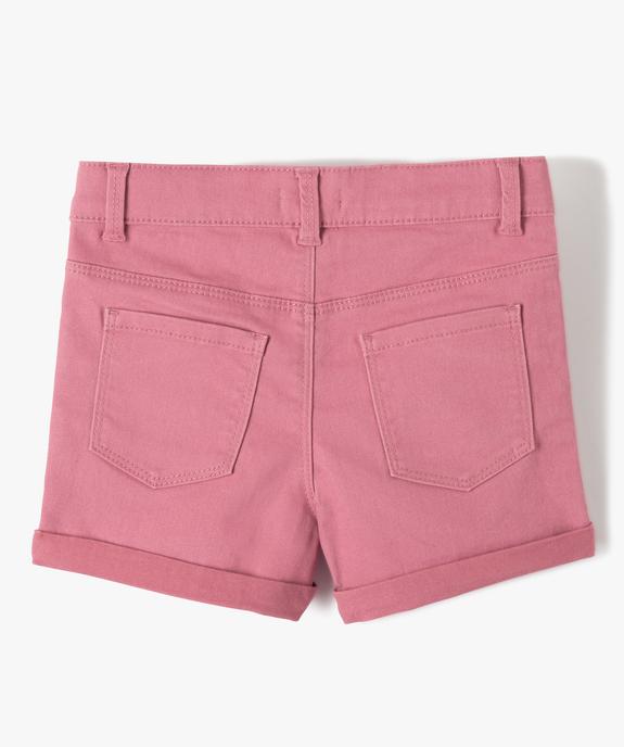 Short fille en coton stretch uni à revers vue3 - GEMO 4G FILLE - GEMO