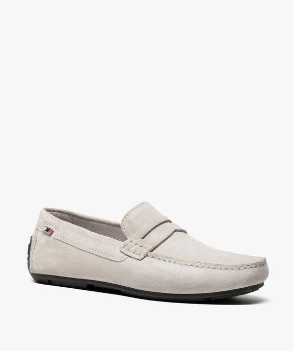 Mocassins homme dessus et intérieur cuir avec surpiqûres vue2 - GEMO (HOMME) - GEMO