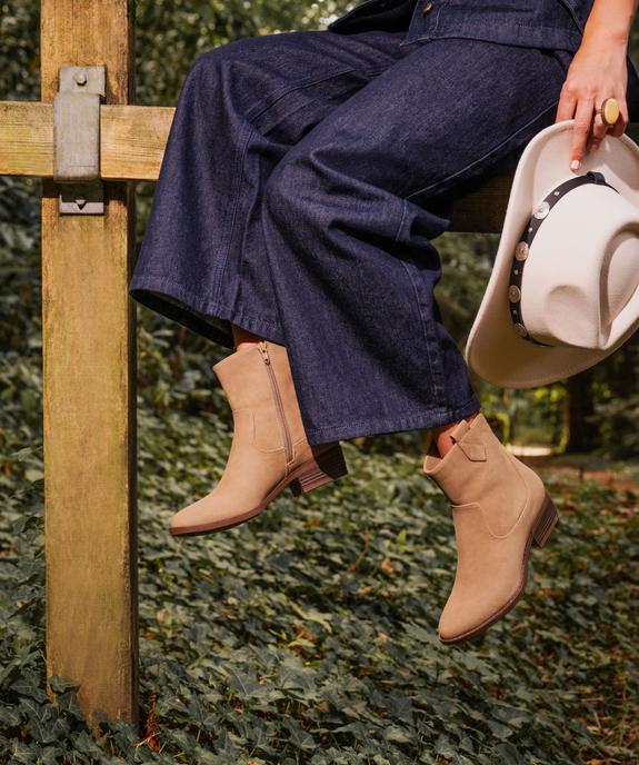 Boots santiags unies à zip femme - Follow Me vue1 - FOLLOW ME - GEMO