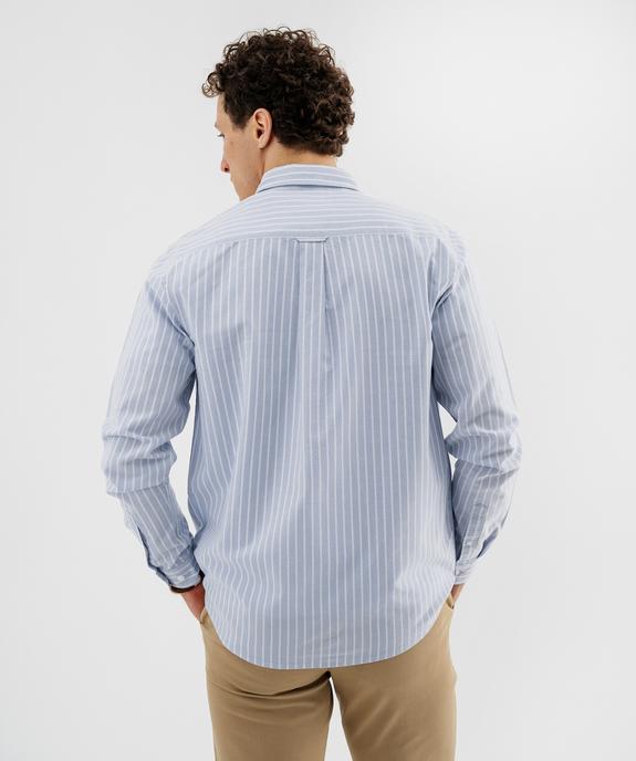 Chemise manches longues regular en coton rayé homme vue3 - GEMO 4G HOMME - GEMO