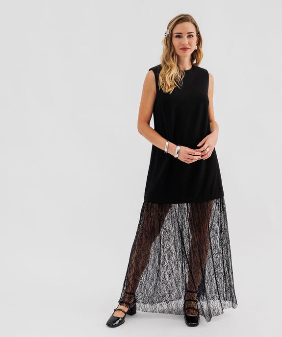 Robe longue sans manches avec empiècement dentelle femme vue1 - GEMO(FEMME PAP) - GEMO