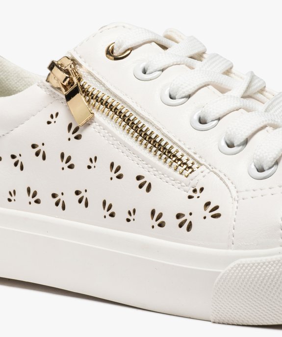 Baskets femme à motifs ajourés à lacets et zip fantaisie vue6 - FOLLOW ME - GEMO
