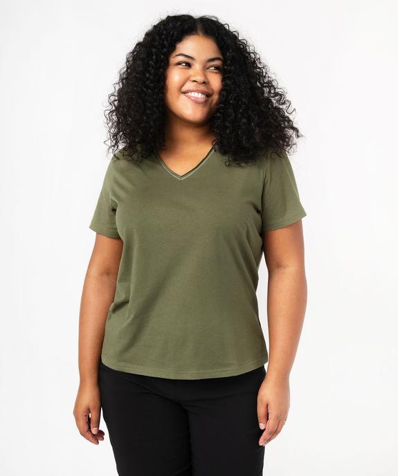 Tee-shirt femme grande taille avec col V et manches courtes vue6 - GEMO (G TAILLE) - GEMO