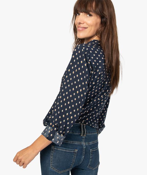 Blouse femme fluide à motifs et col v à boutons vue3 - GEMO(FEMME PAP) - GEMO