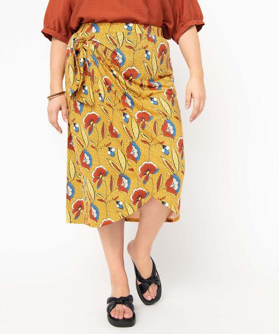 Jupe femme grande taille effet portefeuille en maille extensible vue1 - GEMO (G TAILLE) - GEMO