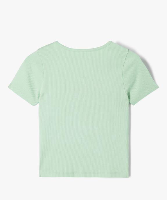 Tee-shirt manches courtes à côtes et faux boutons fille vue3 - GEMO 4G FILLE - GEMO