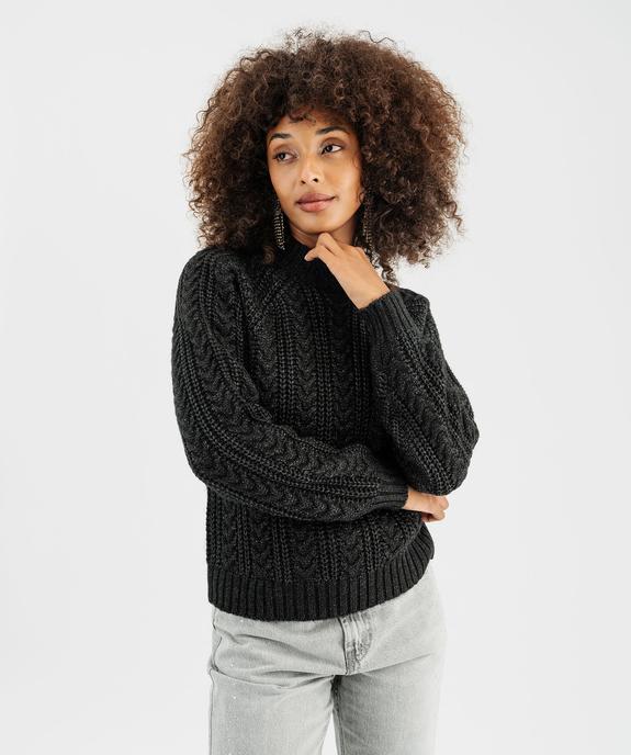 Pull à torsades en maille pailletée femme vue2 - GEMO(FEMME PAP) - GEMO