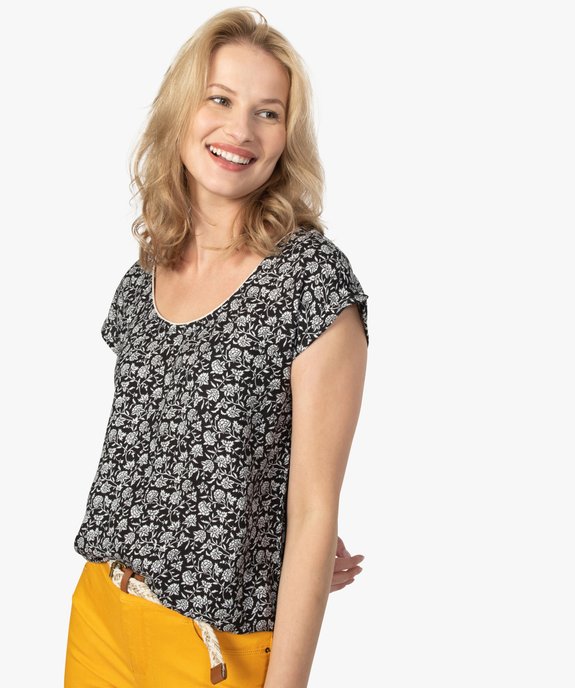 Blouse femme fleurie à dos fantaisie et bas élastiqué vue1 - GEMO(FEMME PAP) - GEMO