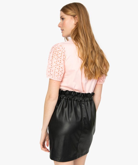 Tee-shirt femme à manches bouffantes en broderie anglaise vue3 - GEMO(FEMME PAP) - GEMO